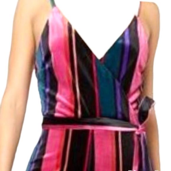 Speechless Velvet Velour Striped Belted Romper Small - Picture 2 of 14